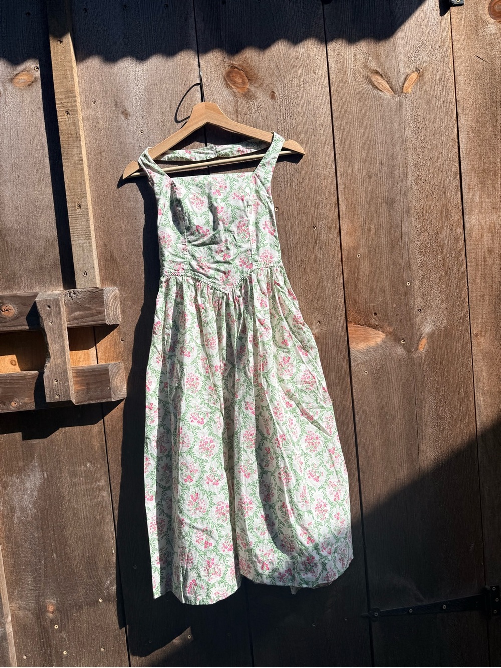 Floral Midi Sundress in Pink & Green